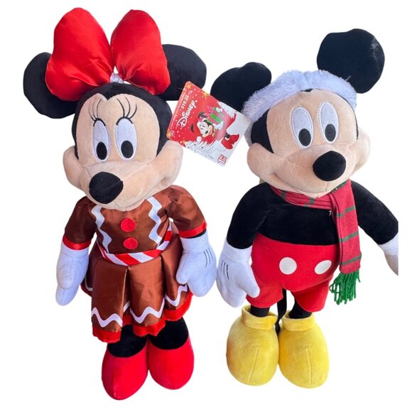 Disney Other - Disney Holiday Mickey & Minnie Mouse Plush Dolls 24" Christmas Decor Set